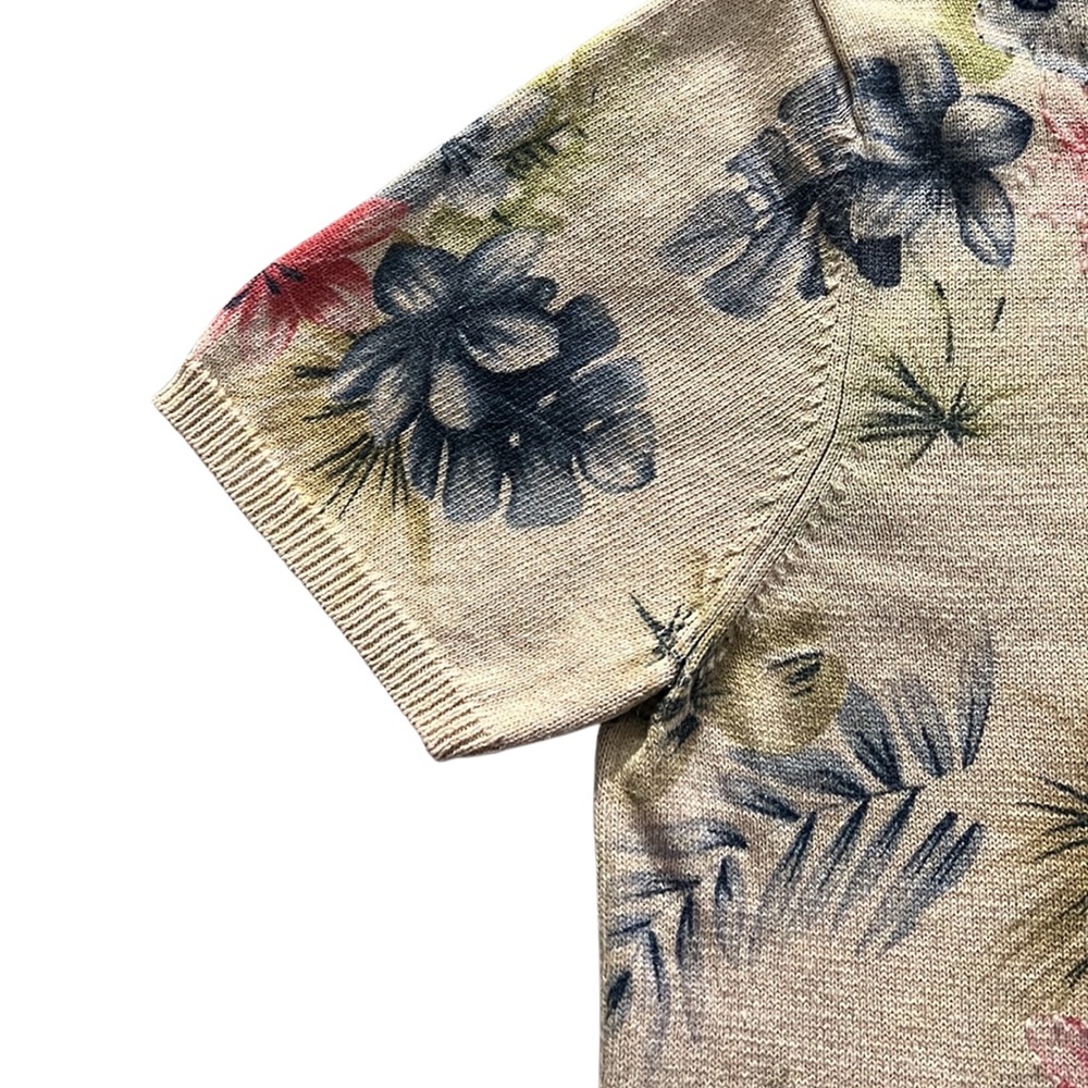 Floral Tropical Short Sleeve Sweater, embellished with beading VTG Alfred Dunner
